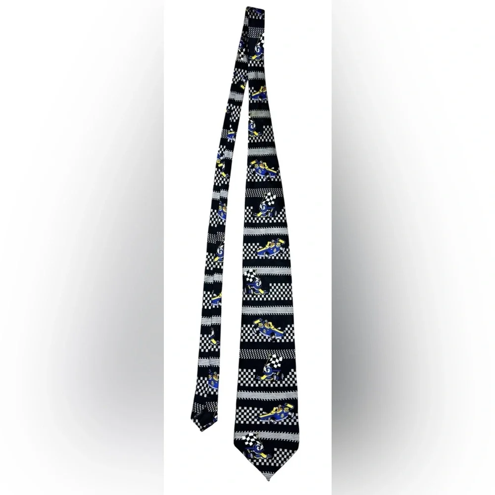 Vintage Disney Mickey Mouse & Donald Duck Racing Silk Tie